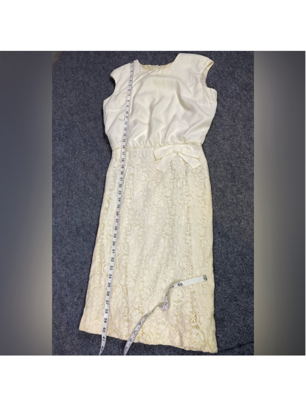 Vintage 60s Dress Set Women 4 D’Allaird’s Floral Lace Mod Dolly Girl Cream - Picture 14 of 16